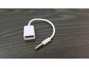  ADAPTER KABEL AUX MINI JACK 3.5 mm USB biały (KQ0528)