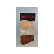 Zegar LCD z datą i budzikiem prostokąt drewno (MJ7585 MB-8466)